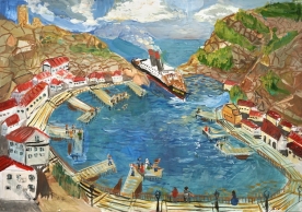 Иллюстрация к произведению «Листригоны» А. Куприна. «Заход в Балаклавскую бухту итальянского парохода»